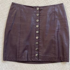 Free people faux leather button up skirt
